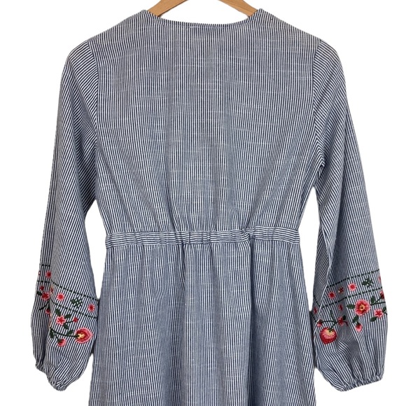 Modest Blue Chambray Embroidered Maxi Dress - Picture 6 of 13